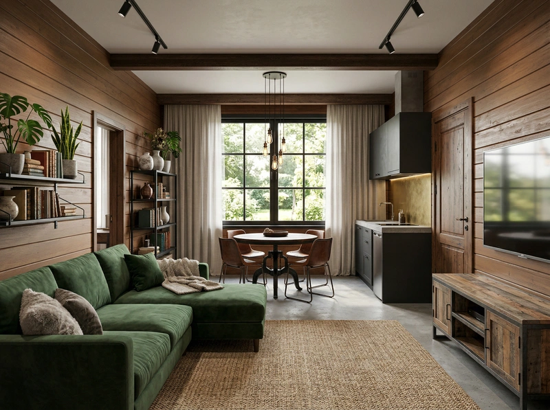 Дизайн гостиной в стиле Лофт — фото интерьера от нейросети RoomGPT