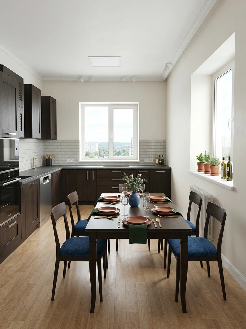 Дизайн кухни в стиле Классика — фото интерьера от нейросети RoomGPT