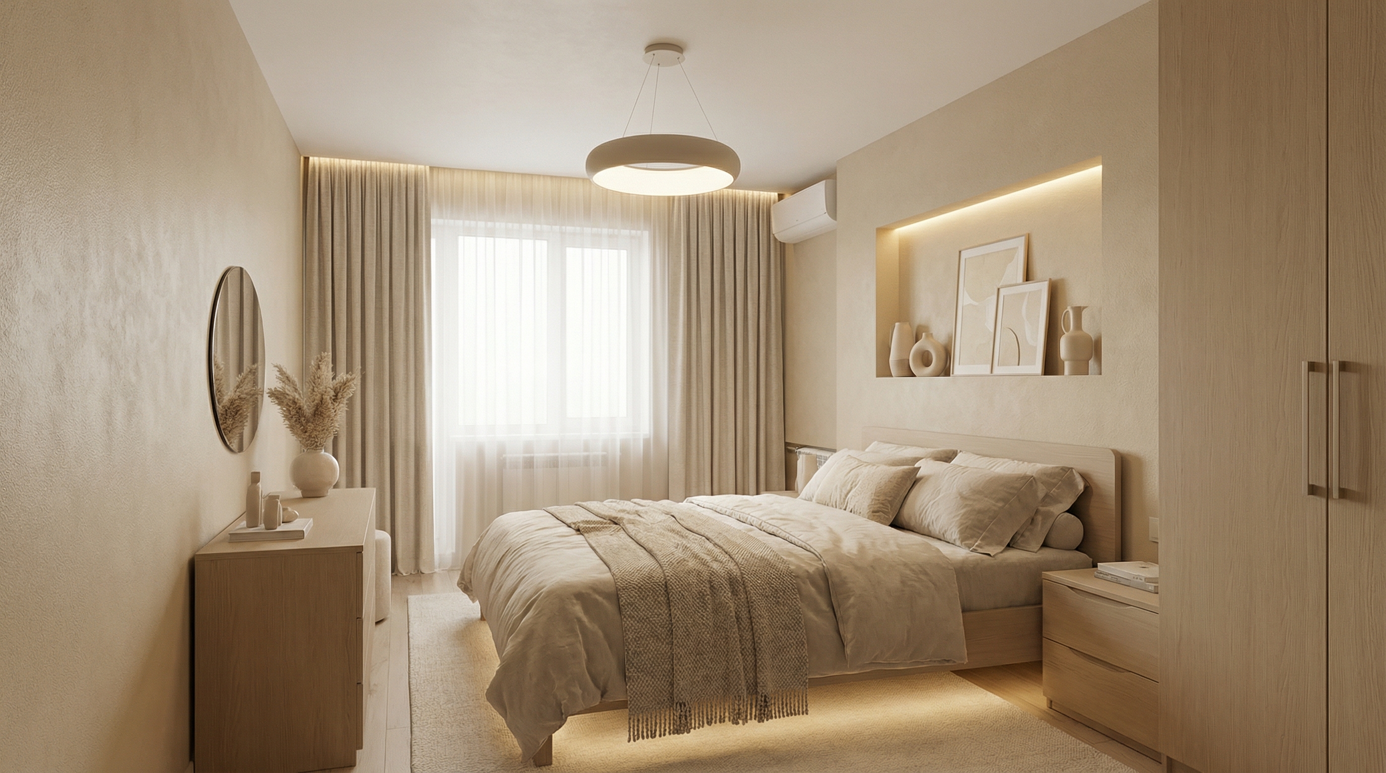 Дизайн спальни в стиле Минимализм — фото интерьера от нейросети RoomGPT