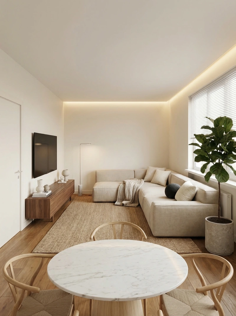 Дизайн интерьера в стиле Минимализм — Гостиная от нейросети RoomGPT