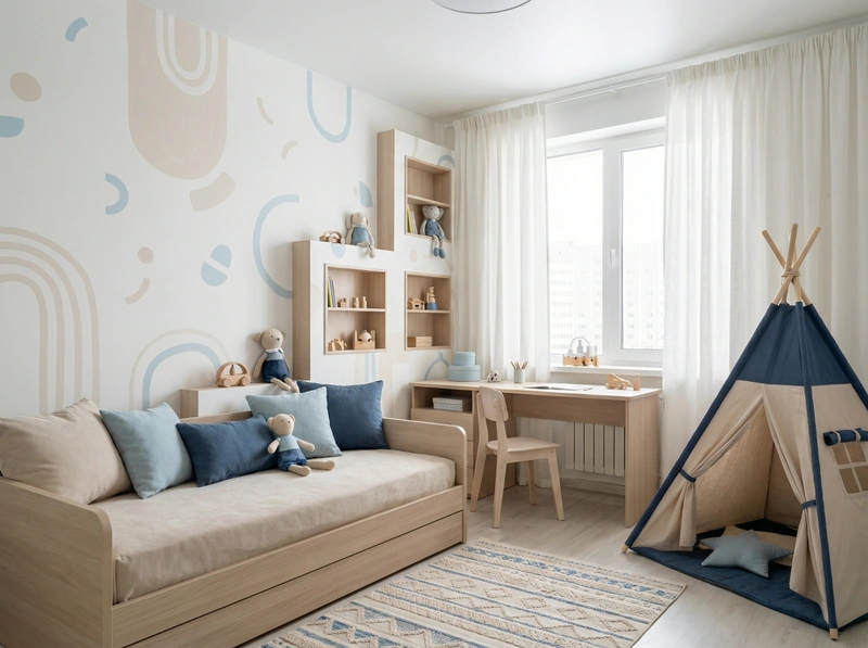 Дизайн интерьера в стиле Хюгге — Детская от нейросети RoomGPT