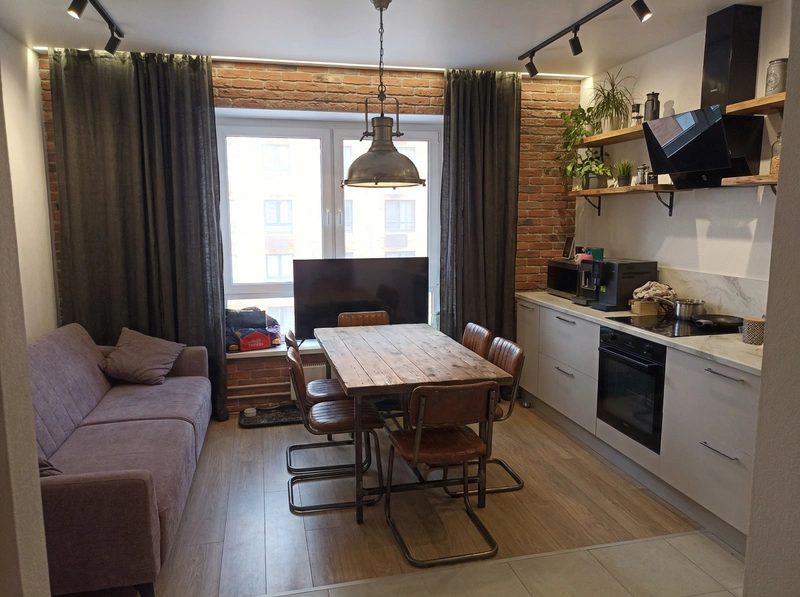 Дизайн интерьера в стиле Лофт — Кухня от нейросети RoomGPT