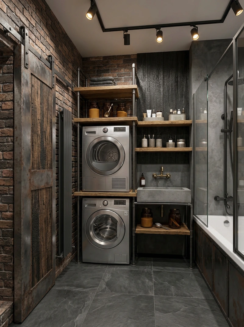 Дизайн интерьера в стиле Лофт — Ванная от нейросети RoomGPT