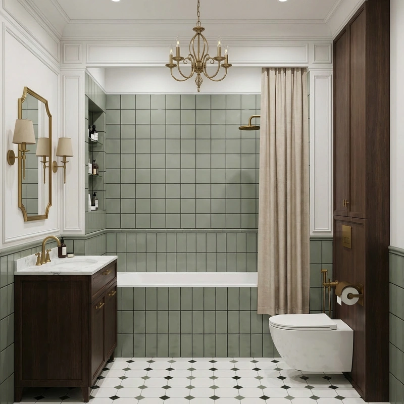 Дизайн интерьера в стиле Классика — Ванная от нейросети RoomGPT