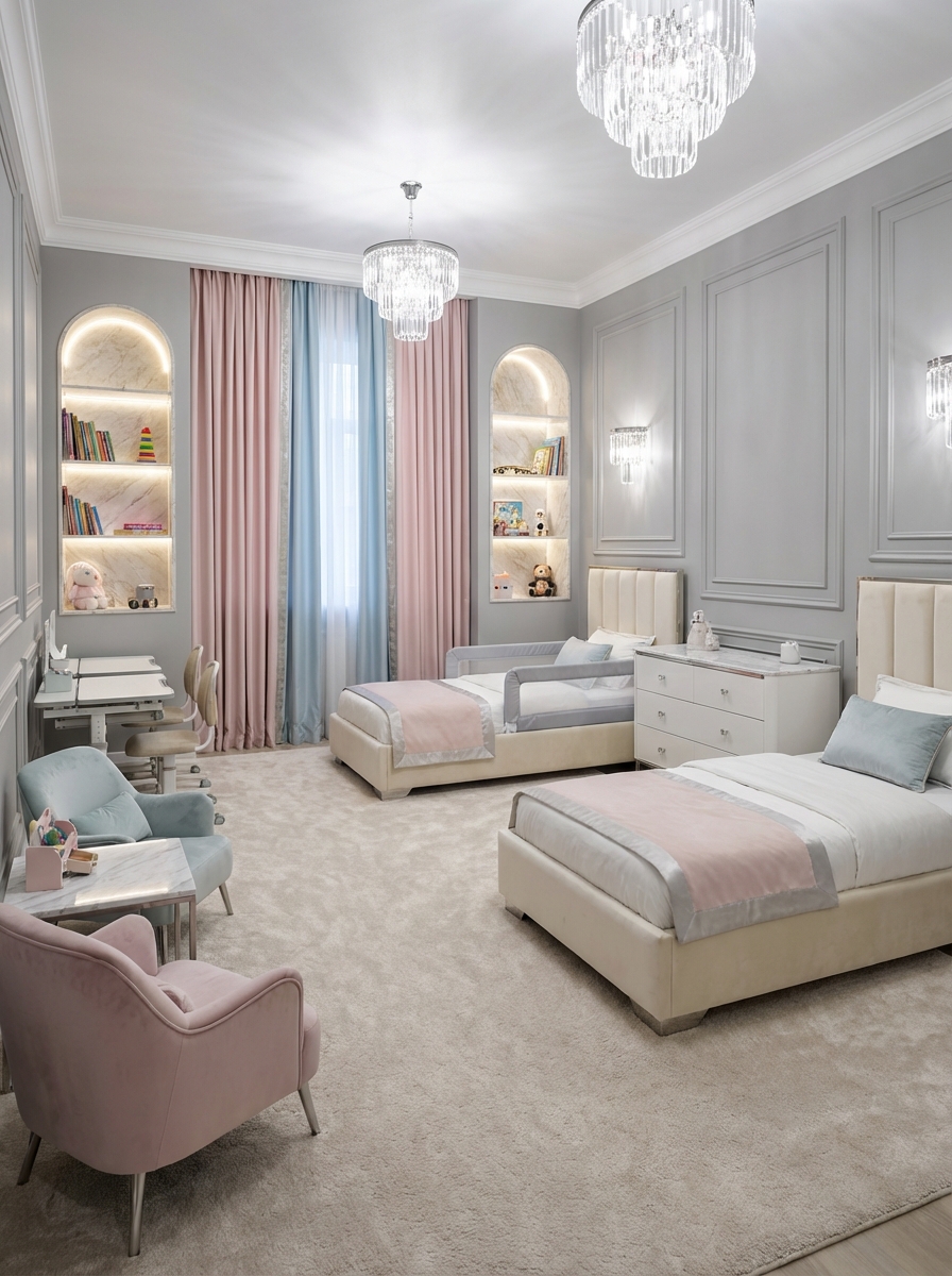 Дизайн детской в стиле Классика — фото интерьера от нейросети RoomGPT