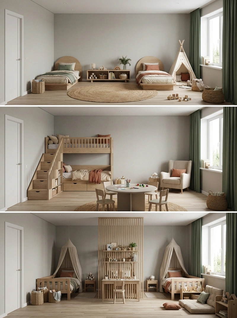 Дизайн детской в стиле Japandi — фото интерьера от нейросети RoomGPT