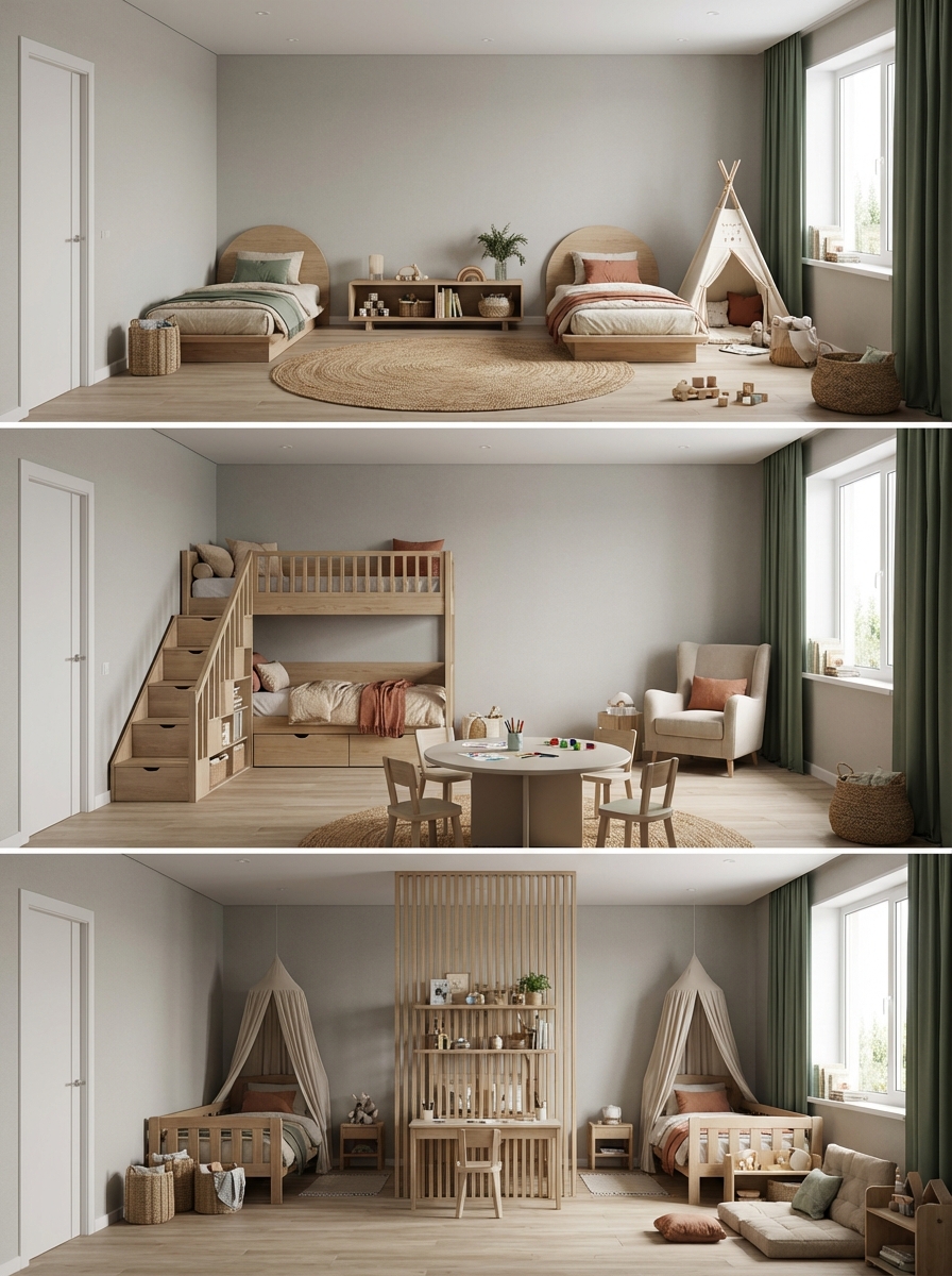 Дизайн детской в стиле Japandi — фото интерьера от нейросети RoomGPT