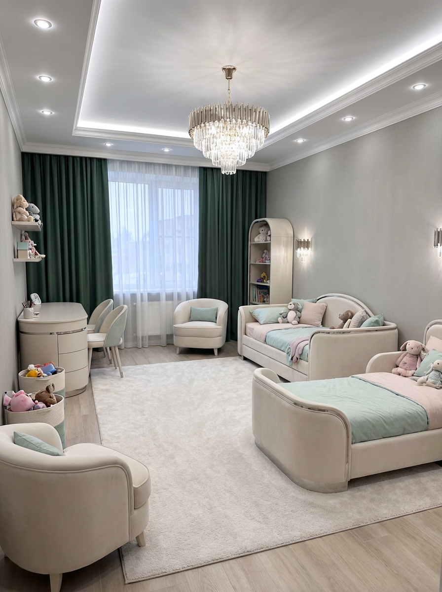 Дизайн детской в стиле Неоклассика — фото интерьера от нейросети RoomGPT