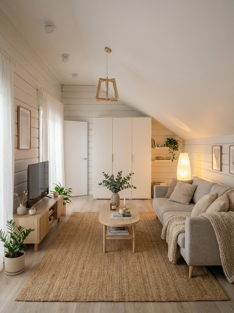 Дизайн интерьера в стиле Хюгге — Гостиная от нейросети RoomGPT