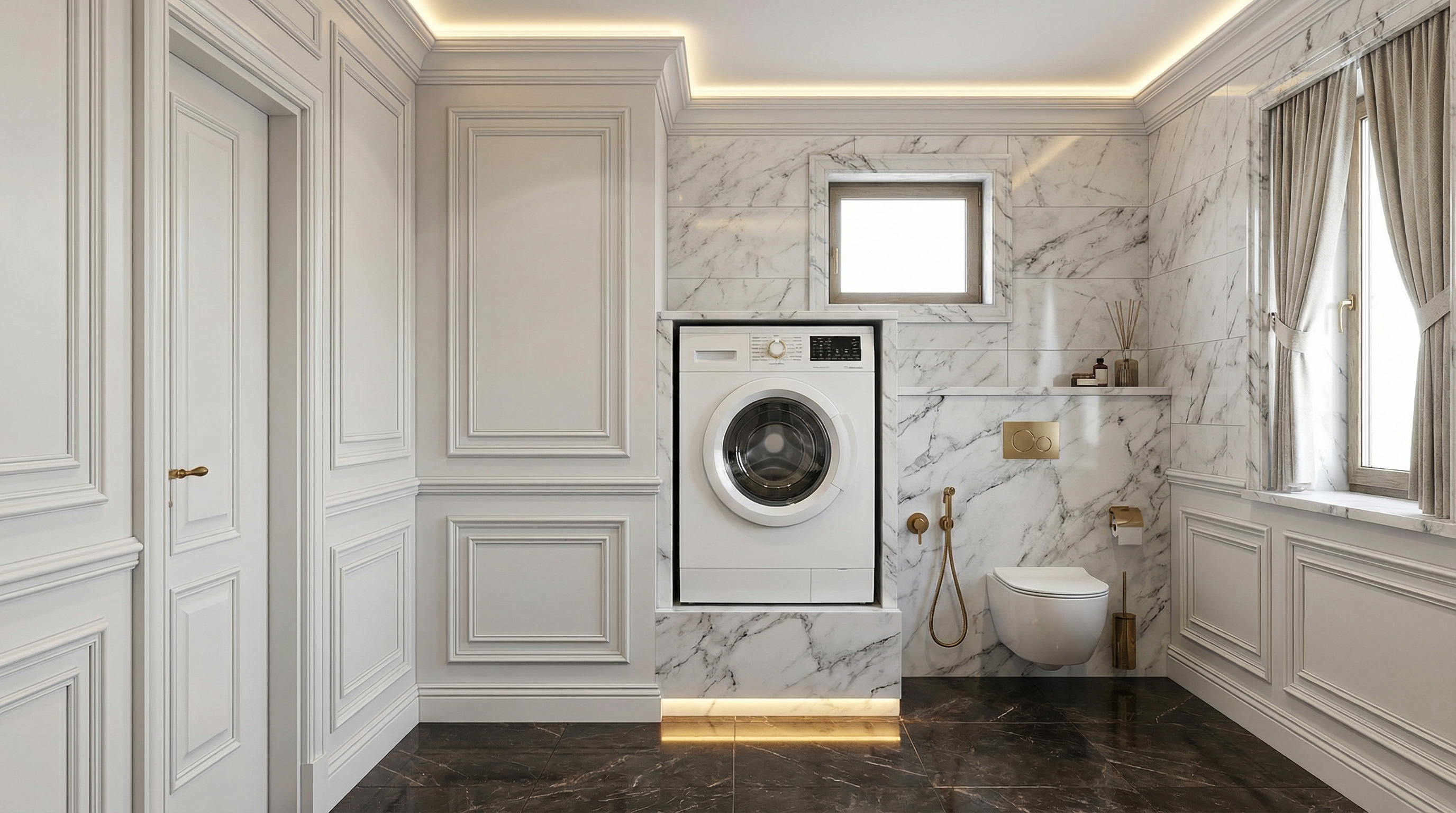 Дизайн ванной в стиле Классика — фото интерьера от нейросети RoomGPT