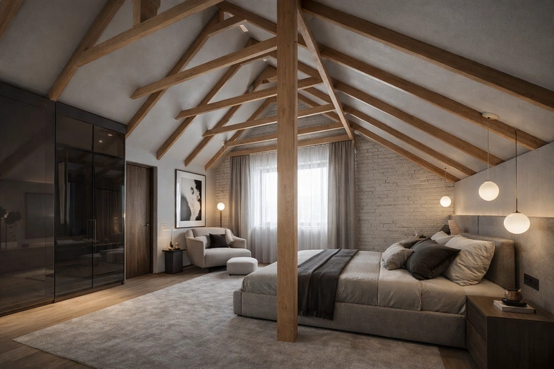 Дизайн спальни в стиле Контемпорари — фото интерьера от нейросети RoomGPT