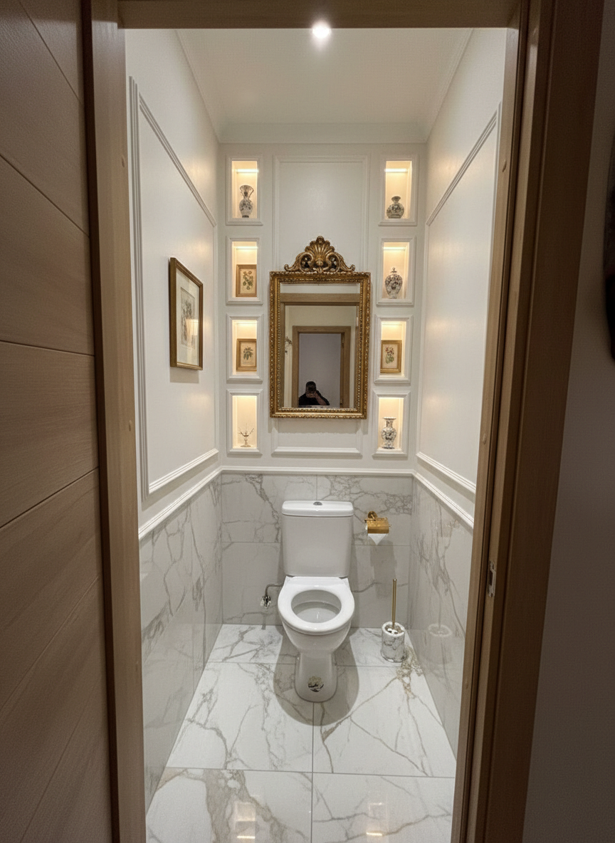 Дизайн ванной в стиле Классика — фото интерьера от нейросети RoomGPT