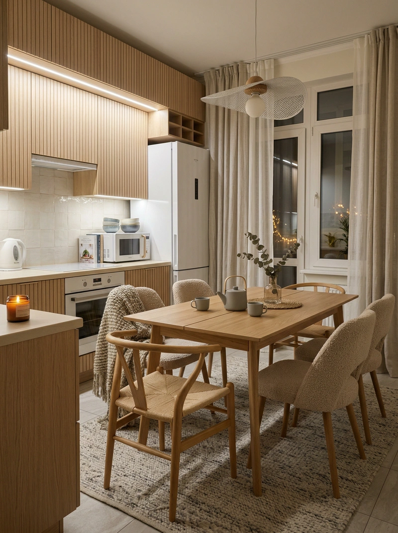 Дизайн интерьера в стиле Хюгге — Кухня от нейросети RoomGPT