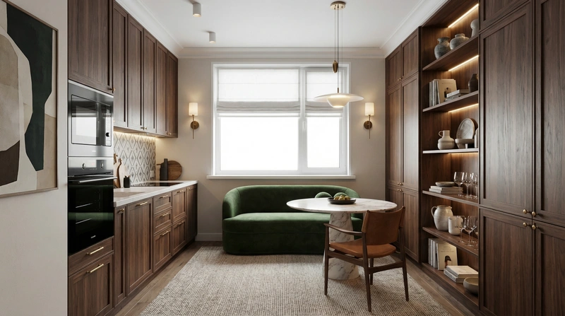 Дизайн интерьера в стиле Эклектика — Кухня от нейросети RoomGPT