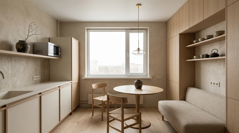 Дизайн кухни в стиле Japandi — фото интерьера от нейросети RoomGPT