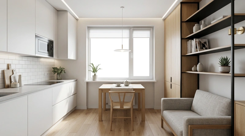 Дизайн интерьера в стиле Сканди — Кухня от нейросети RoomGPT