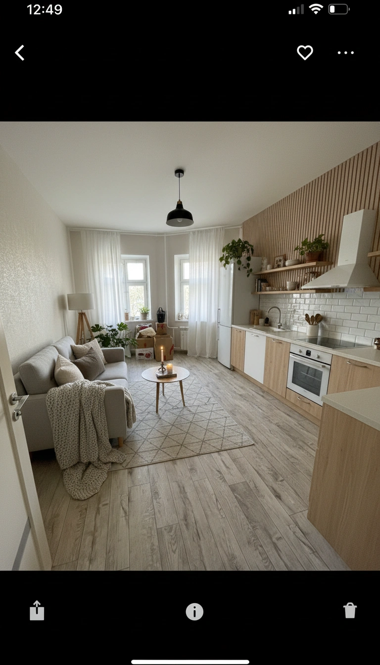 Дизайн интерьера в стиле Хюгге — Кухня от нейросети RoomGPT