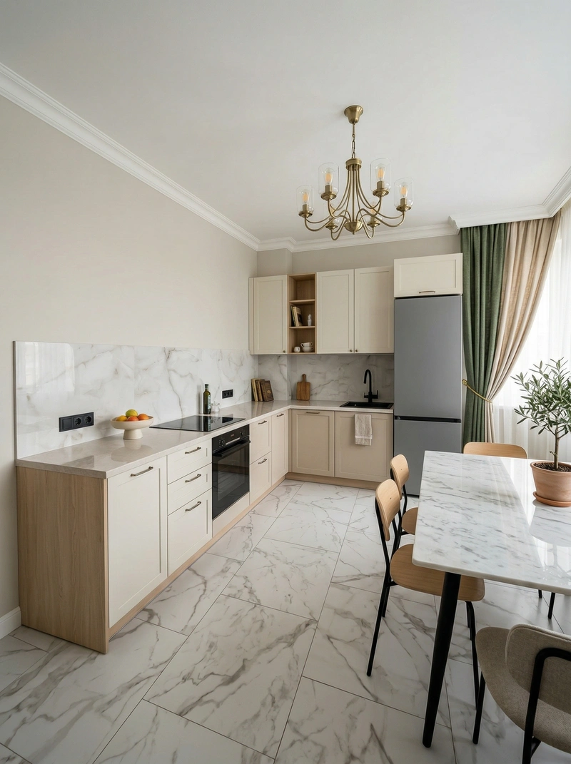 Дизайн кухни в стиле Классика — фото интерьера от нейросети RoomGPT