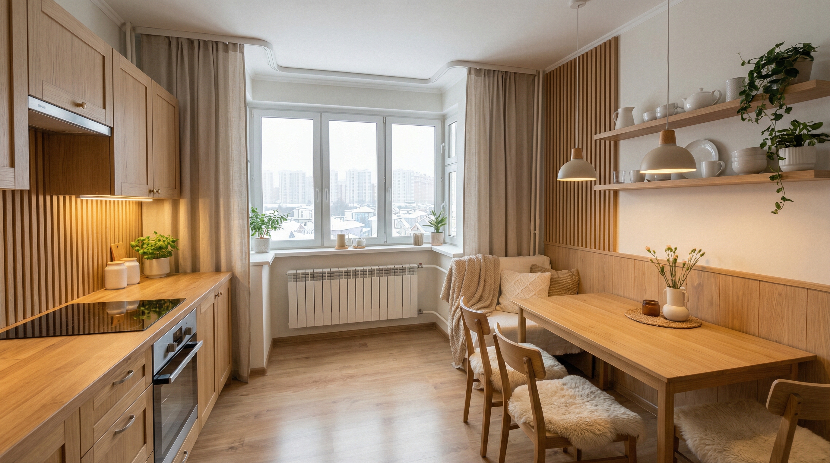 Дизайн кухни в стиле Хюгге — фото интерьера от нейросети RoomGPT