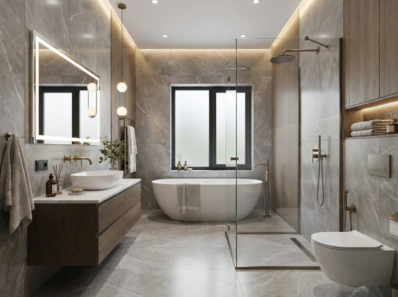 Дизайн интерьера в стиле Контемпорари — Ванная от нейросети RoomGPT