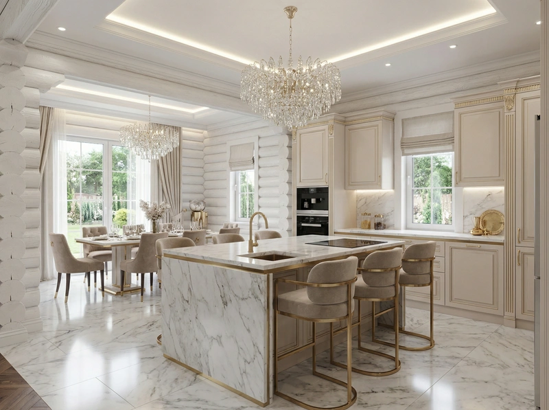 Дизайн интерьера в стиле Неоклассика — Кухня от нейросети RoomGPT