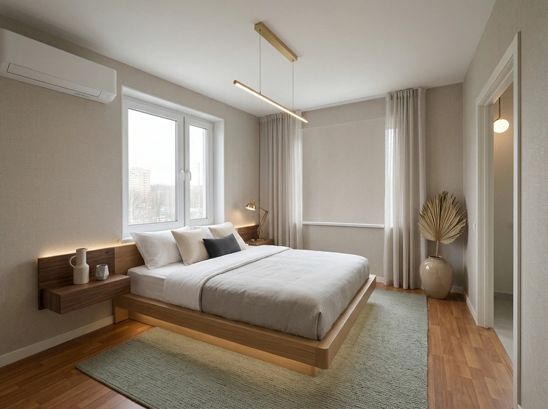 Дизайн спальни в стиле Минимализм — фото интерьера от нейросети RoomGPT