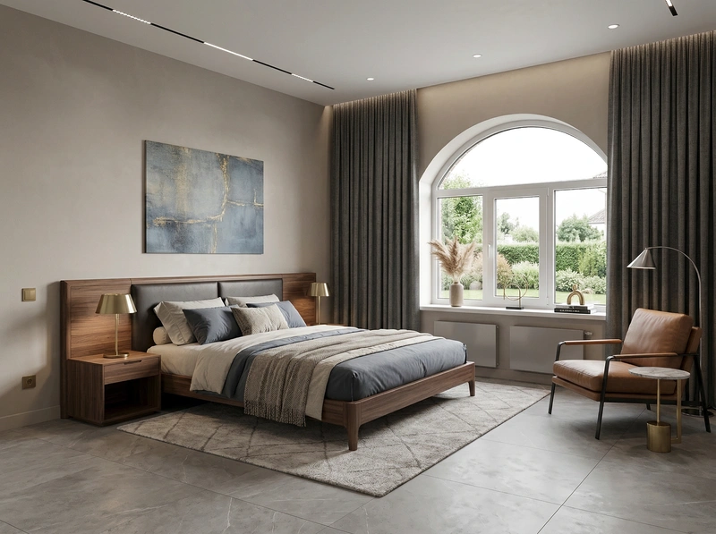 Дизайн интерьера в стиле Контемпорари — Спальня от нейросети RoomGPT