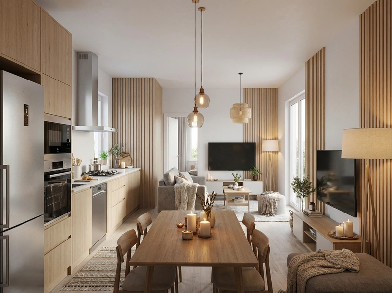 Дизайн интерьера в стиле Хюгге — Кухня от нейросети RoomGPT