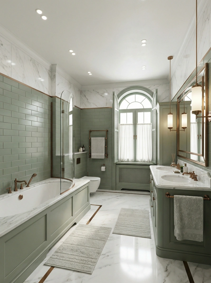 Дизайн ванной в стиле Британский — фото интерьера от нейросети RoomGPT