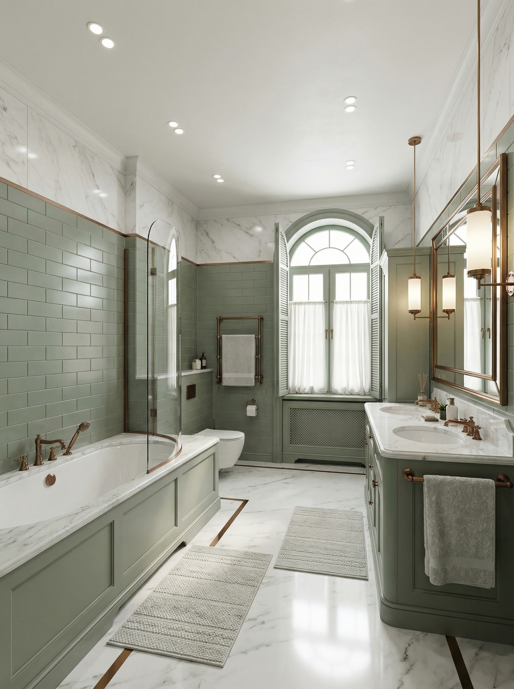 Дизайн ванной в стиле Британский — фото интерьера от нейросети RoomGPT