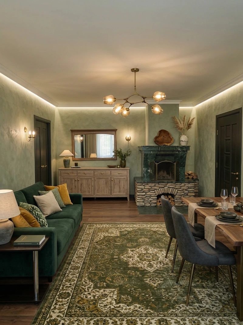 Дизайн гостиной в стиле Контемпорари — фото интерьера от нейросети RoomGPT