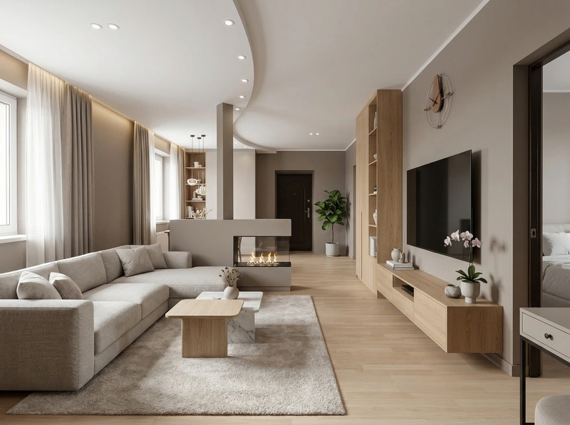 Дизайн гостиной в стиле Сканди — фото интерьера от нейросети RoomGPT