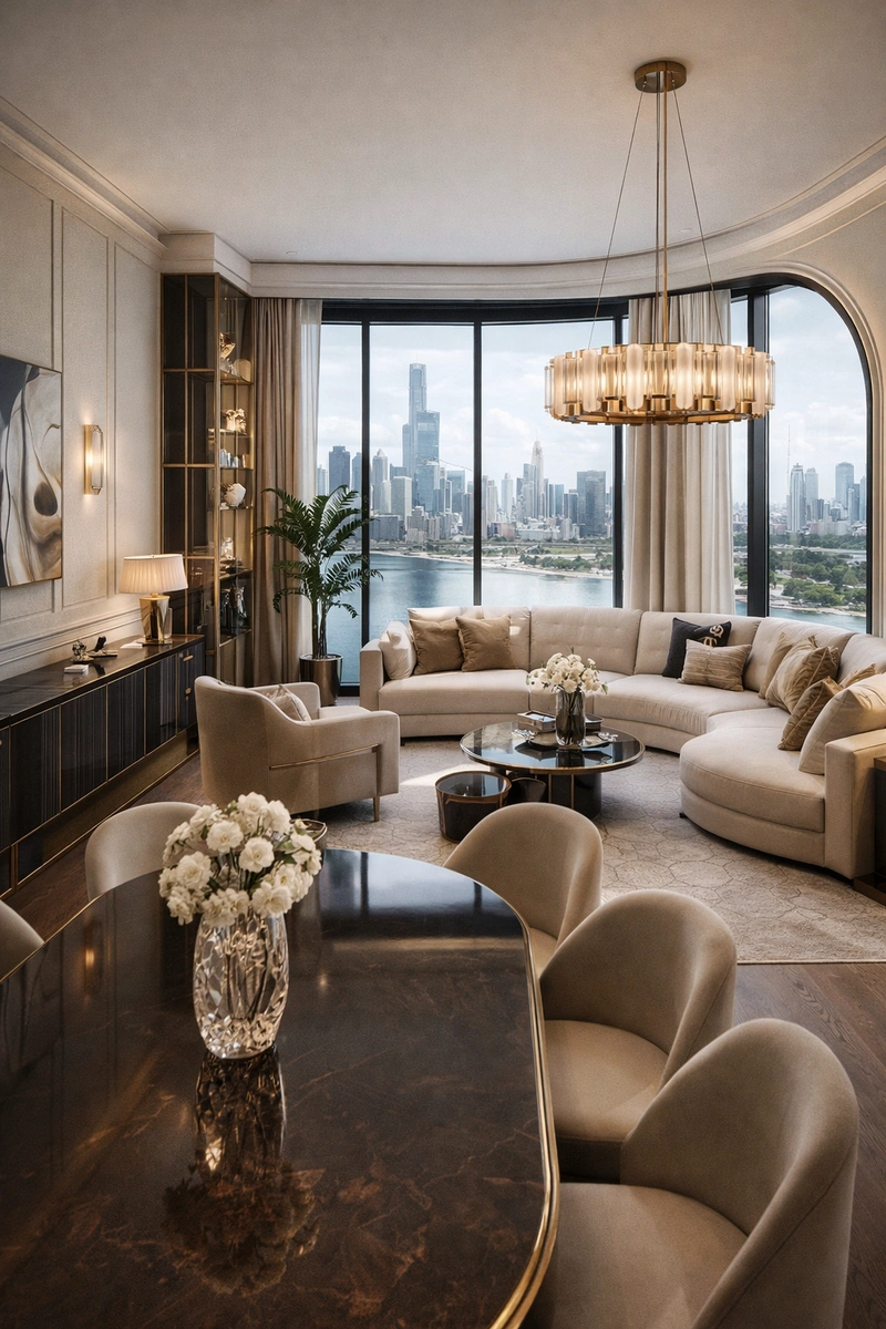 Дизайн гостиной в стиле Контемпорари — фото интерьера от нейросети RoomGPT