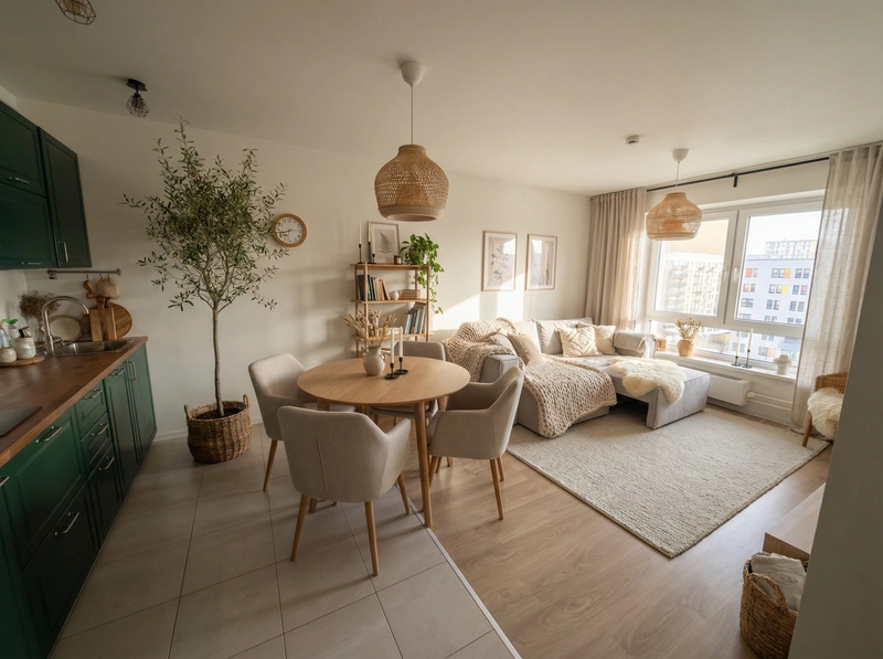 Дизайн интерьера в стиле Хюгге — Гостиная от нейросети RoomGPT