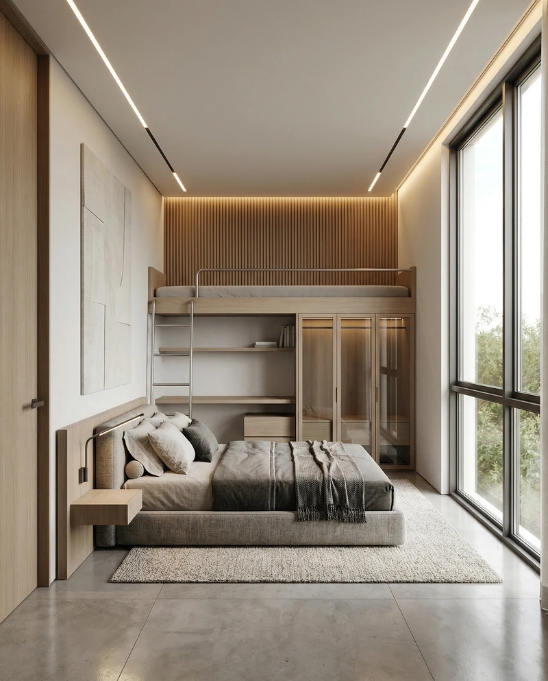 Дизайн интерьера в стиле Минимализм — Спальня от нейросети RoomGPT