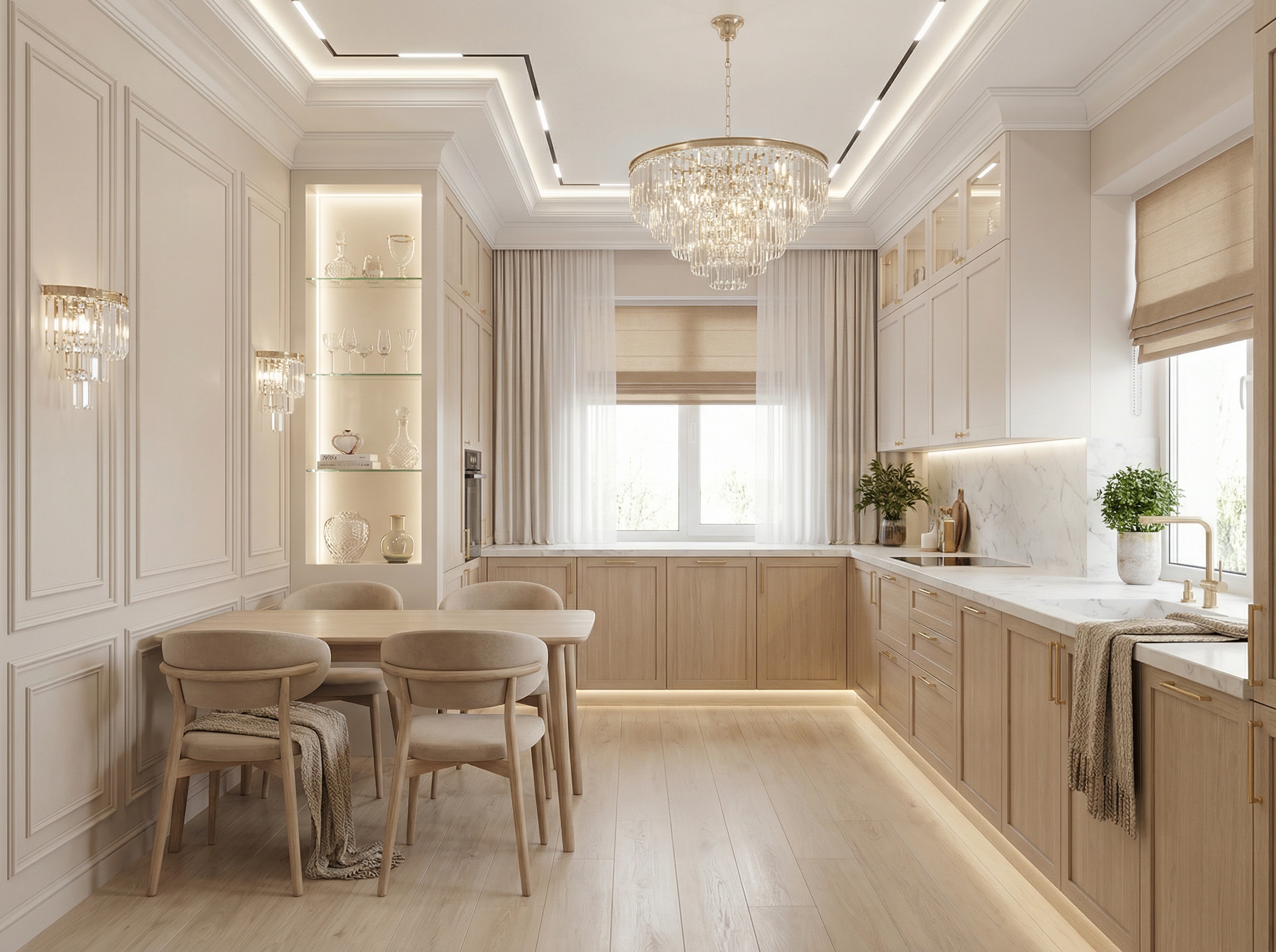 Дизайн кухни в стиле Классика — фото интерьера от нейросети RoomGPT