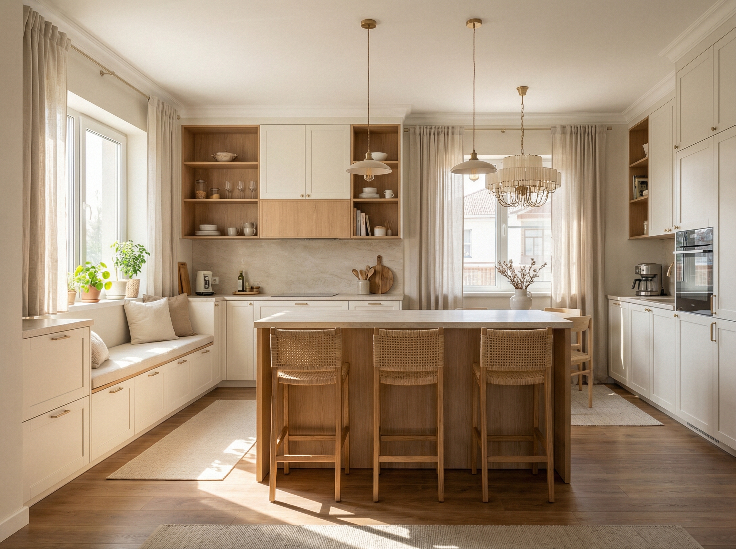 Дизайн кухни в стиле Сканди — фото интерьера от нейросети RoomGPT