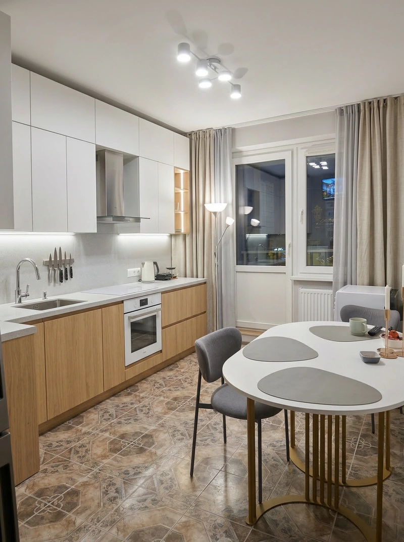 Дизайн кухни в стиле Сканди — фото интерьера от нейросети RoomGPT