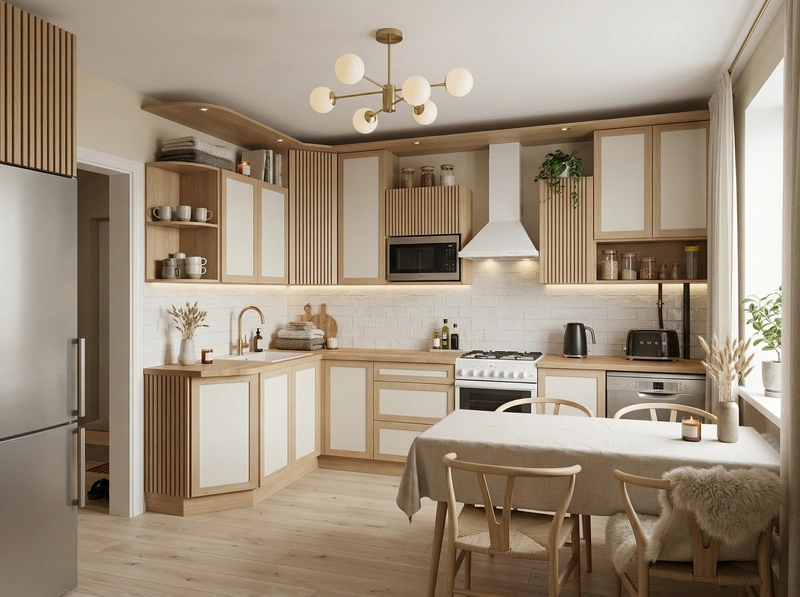 Дизайн интерьера в стиле Хюгге — Кухня от нейросети RoomGPT