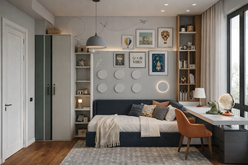 Дизайн детской в стиле Эклектика — фото интерьера от нейросети RoomGPT