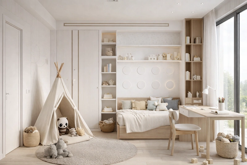 Дизайн детской в стиле Хюгге — фото интерьера от нейросети RoomGPT