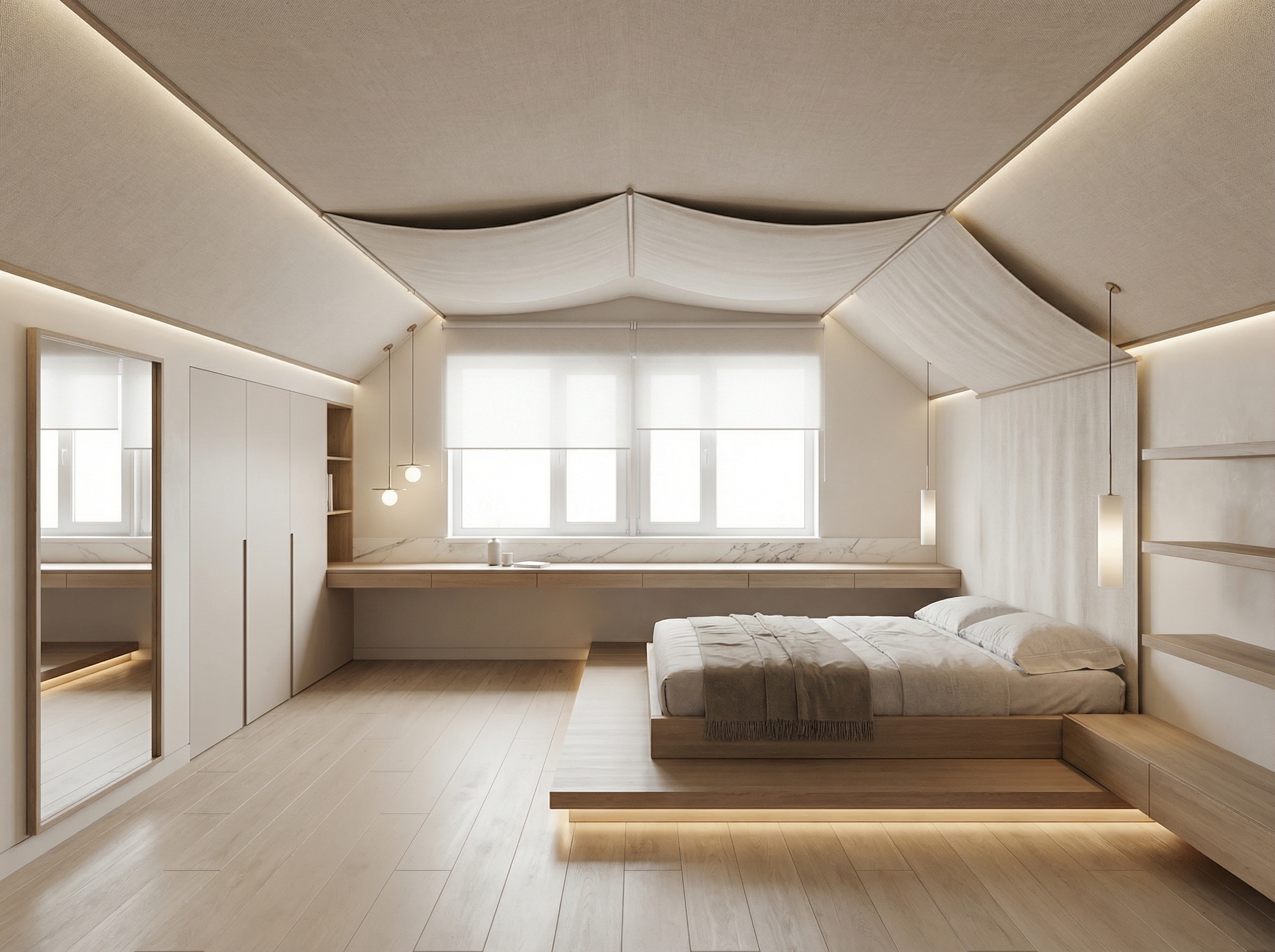 Дизайн спальни в стиле Минимализм — фото интерьера от нейросети RoomGPT