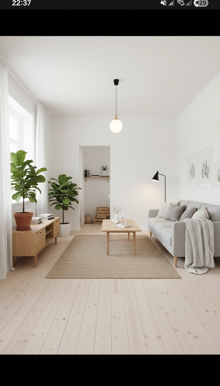 Дизайн интерьера в стиле Хюгге — Гостиная от нейросети RoomGPT