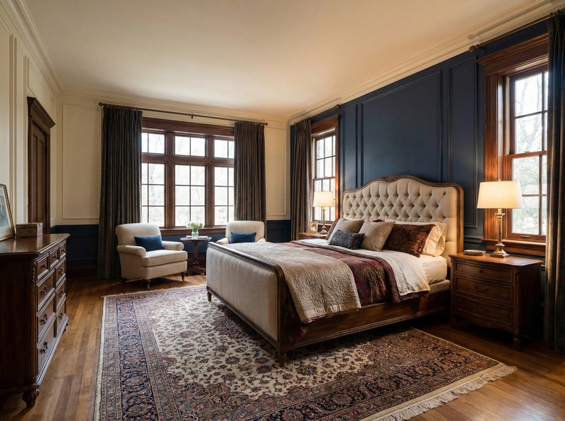 Дизайн спальни в стиле Классика — фото интерьера от нейросети RoomGPT