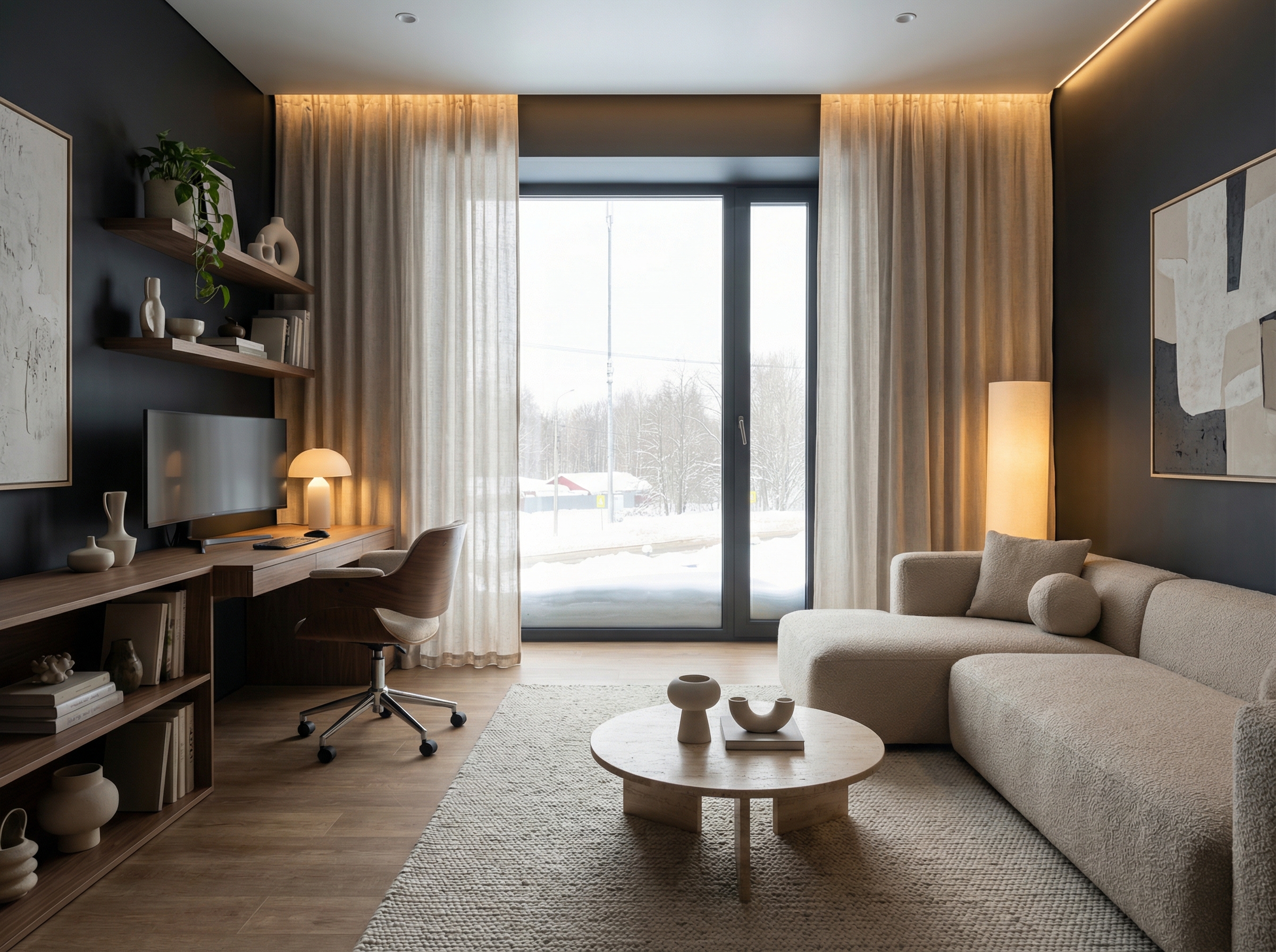 Дизайн гостиной в стиле Минимализм — фото интерьера от нейросети RoomGPT