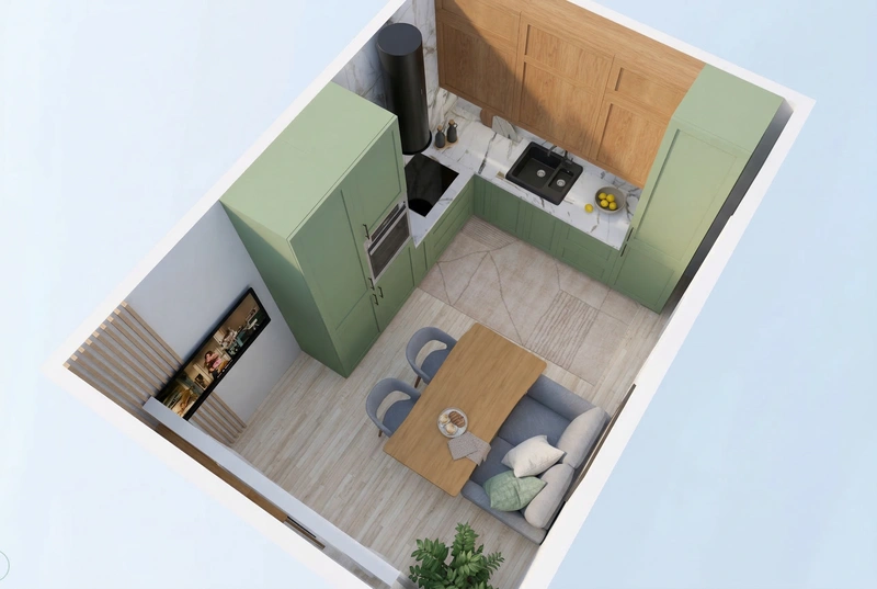 Дизайн интерьера в стиле Минимализм — Кухня от нейросети RoomGPT