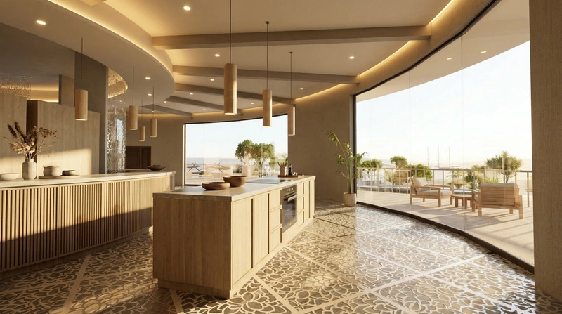 Дизайн кухни в стиле Japandi — фото интерьера от нейросети RoomGPT