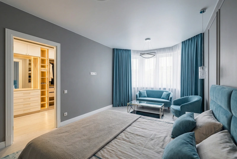 Дизайн интерьера в стиле Контемпорари — Гостиная от нейросети RoomGPT