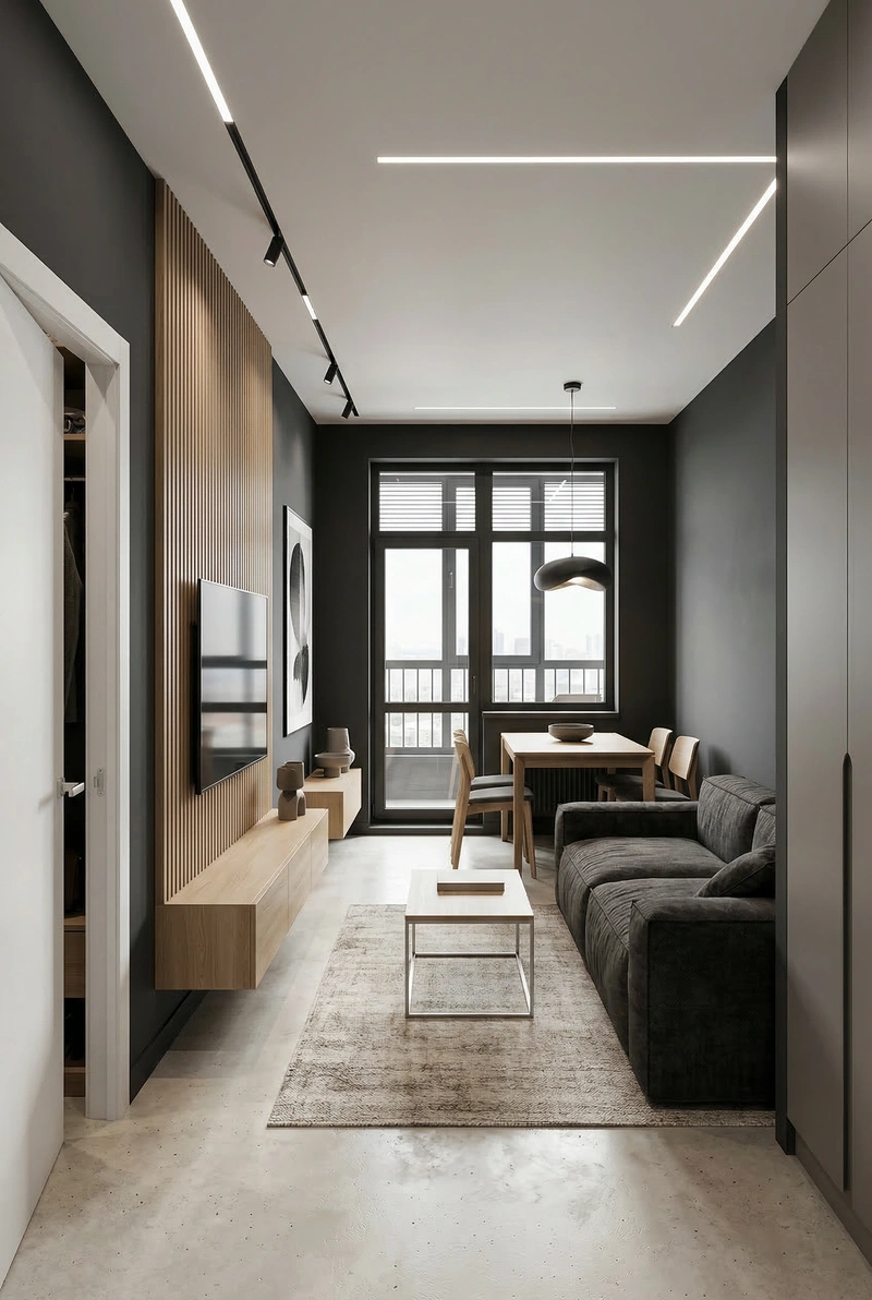 Дизайн интерьера в стиле Минимализм — Гостиная от нейросети RoomGPT