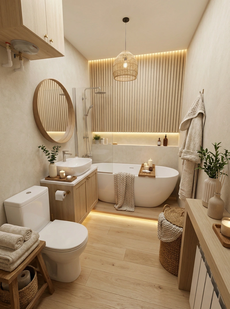 Дизайн интерьера в стиле Хюгге — Ванная от нейросети RoomGPT